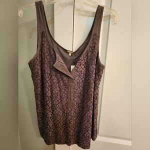 J.Crew Women's Hand Crocheted Lace Overlay Sleeveless Tank Top - Dark Gray Blue